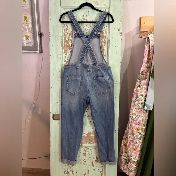 GAP Blue Denim straight leg overalls - Picture 3 of 5